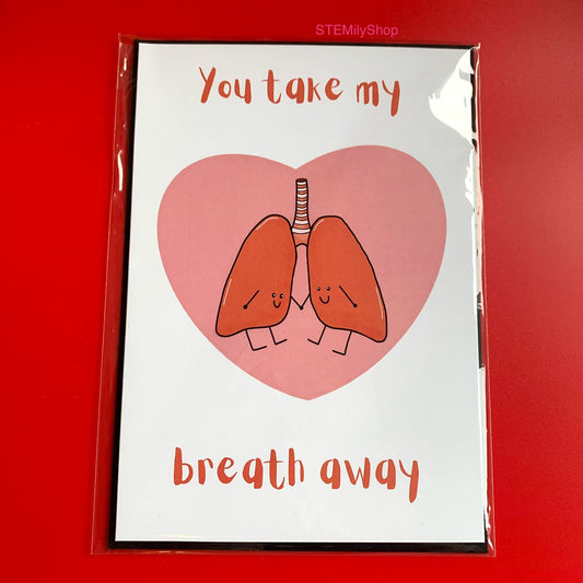 You take my breath away anatomical biology science anniversary valentines card