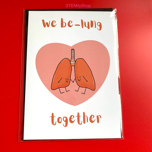 We be-lung together anatomical biology science anniversary valentines card