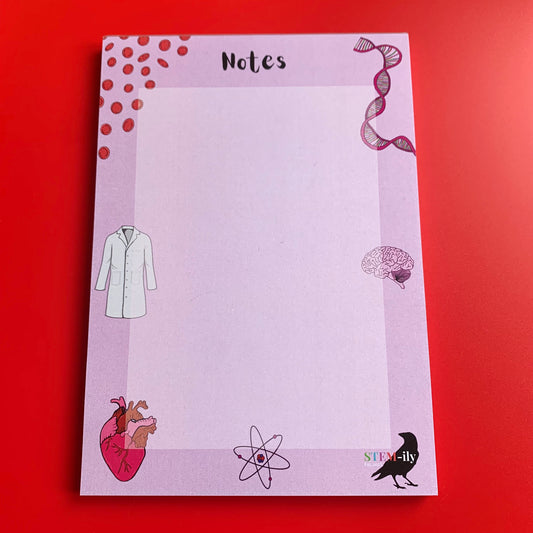 Pink science hand illustrated A5 notepad stationary