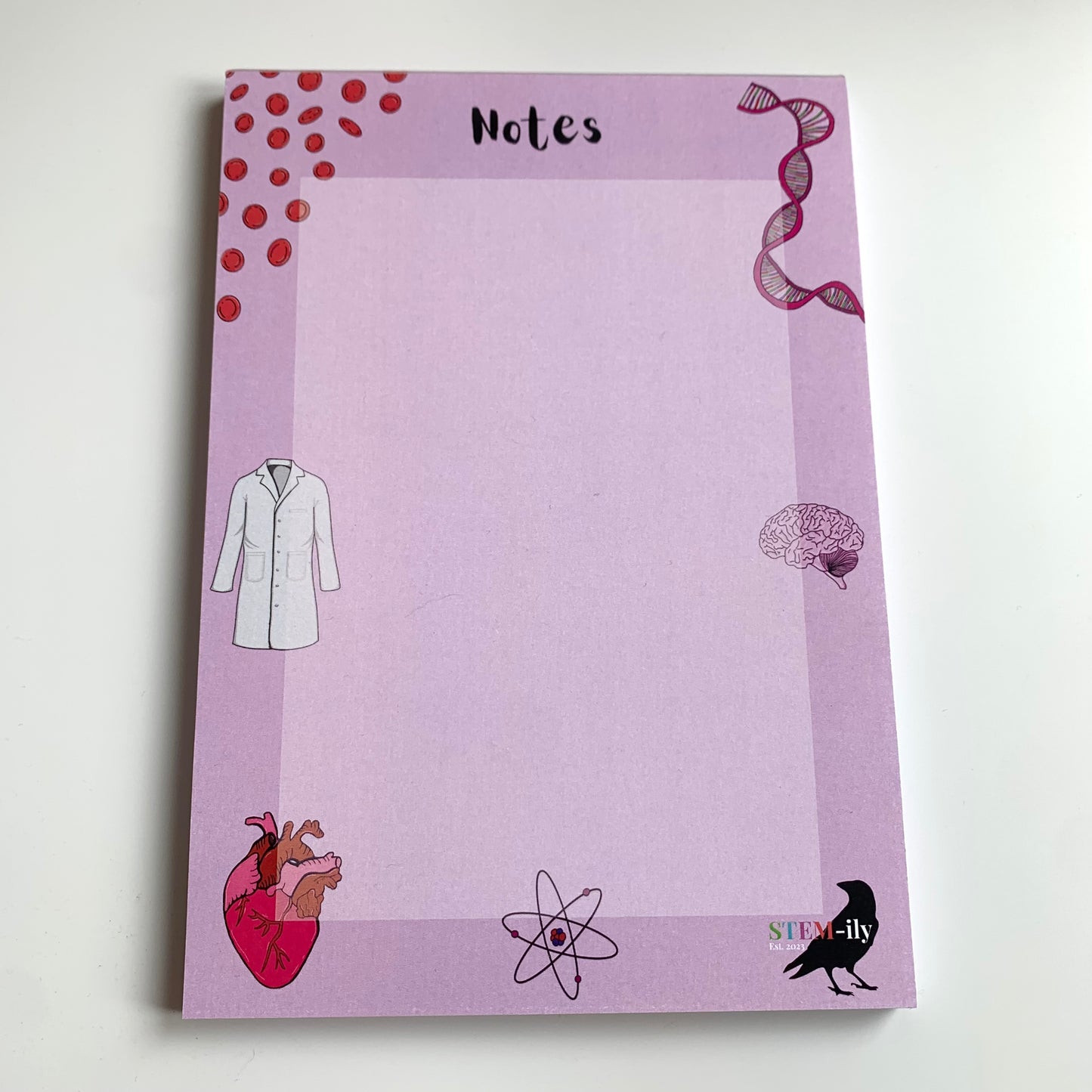 Pink science hand illustrated A5 notepad stationary