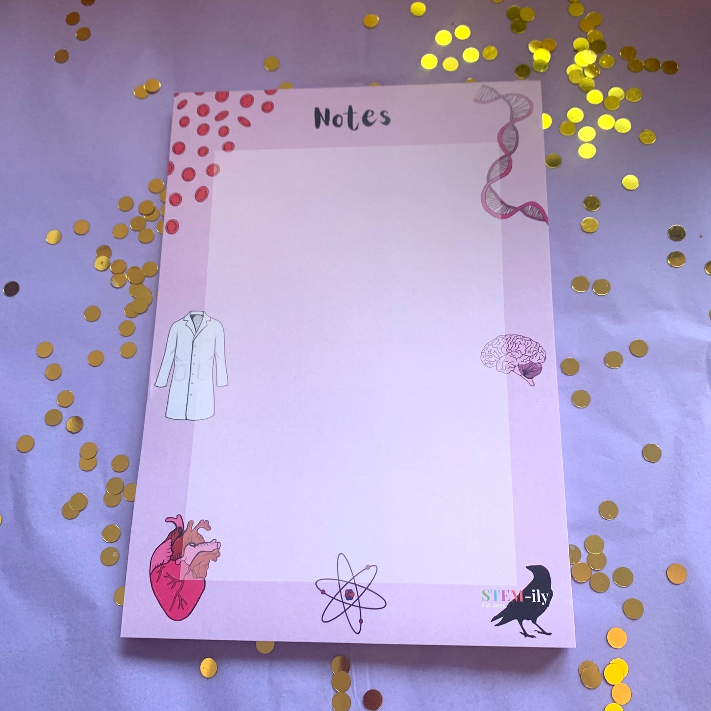 Pink science hand illustrated A5 notepad stationary