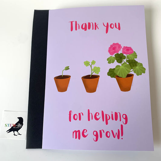 Thank you for helping me grow science biology teacher thank you greetings card