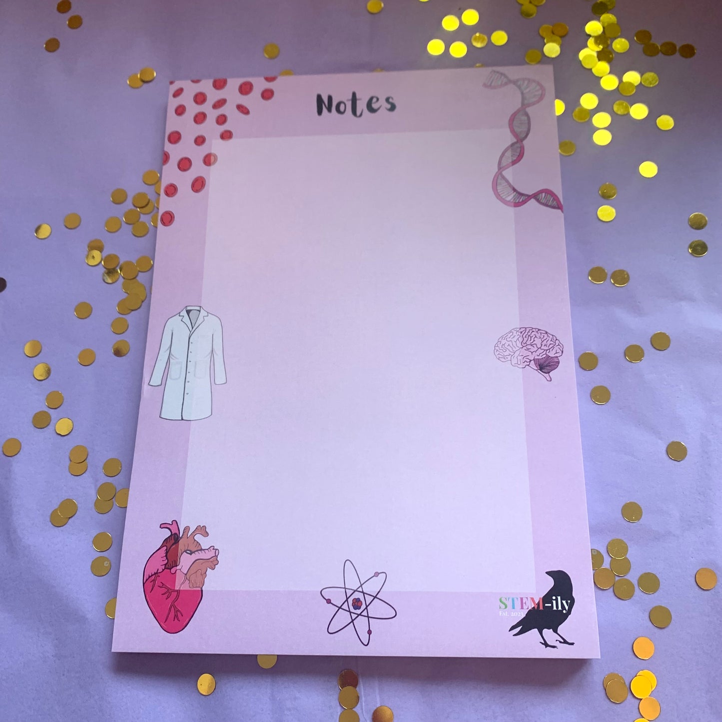 Pink science hand illustrated A5 notepad stationary