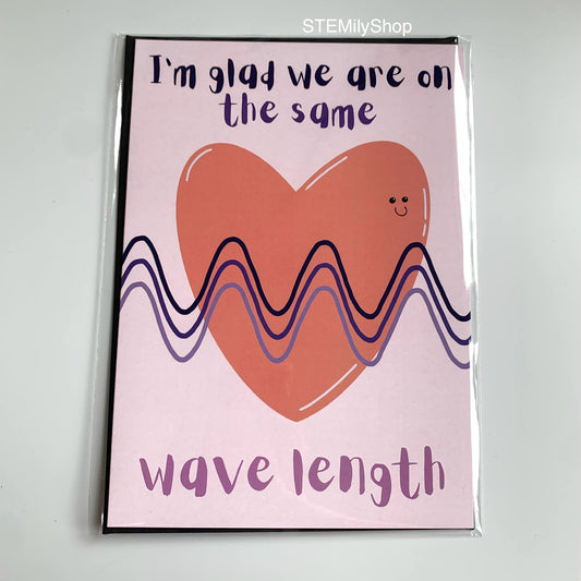 I'm glad we are on the same wavelength physics stem science anniversary valentines card