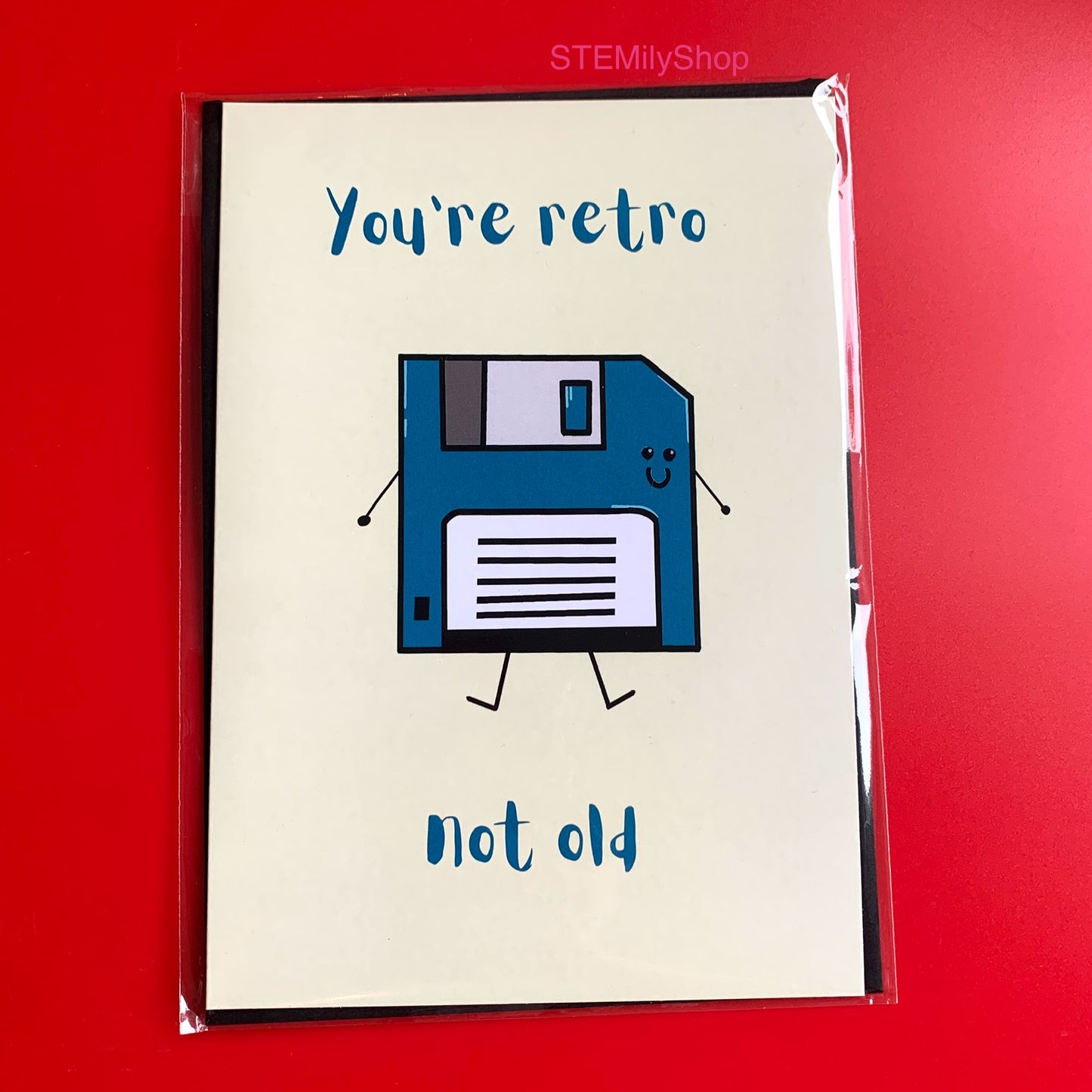 You're retro not old floppy disk computing tech stem science birthday retirement card