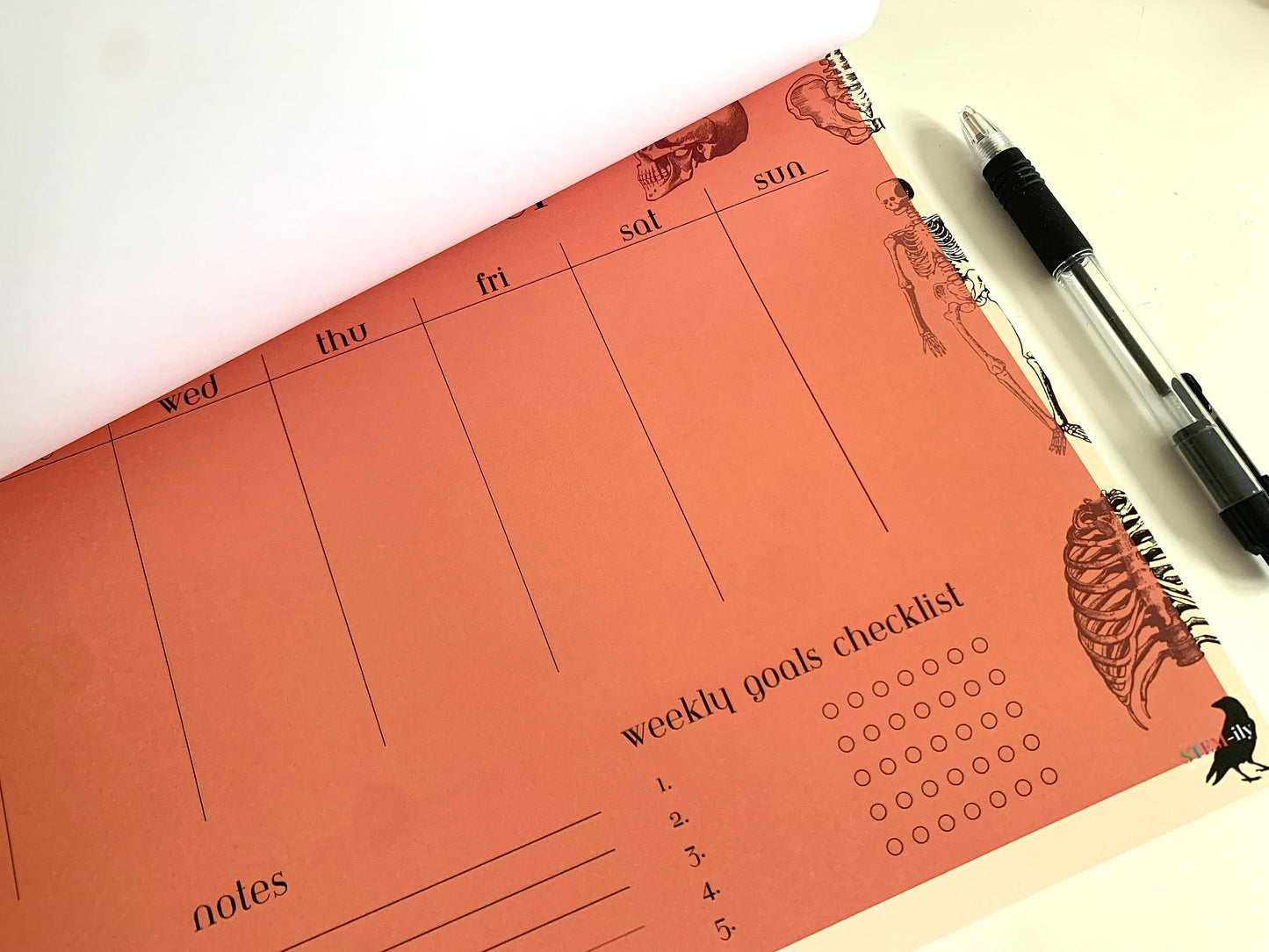 Red/ orange Anatomy Science weekly student planner note pad