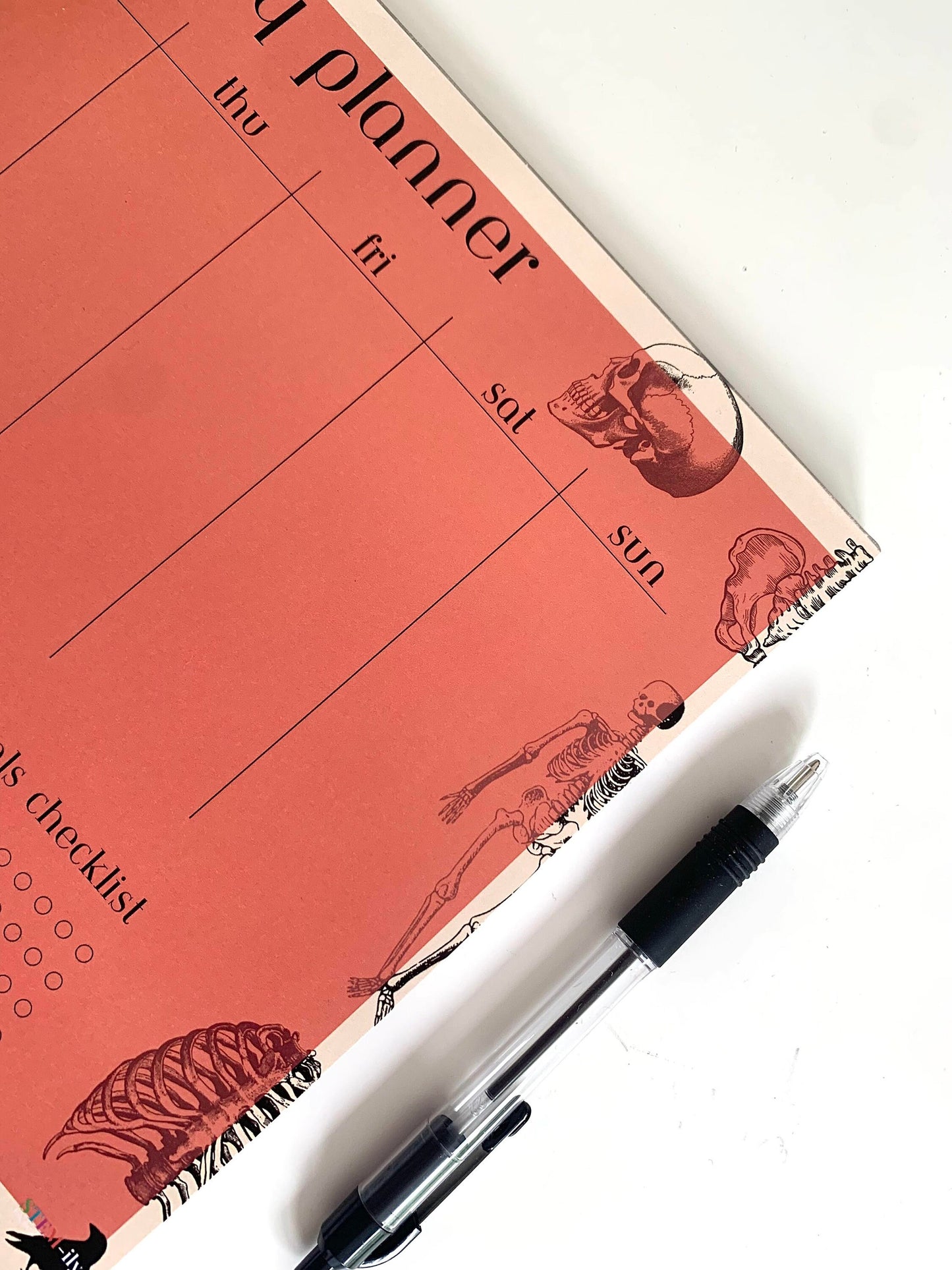 Red/ orange Anatomy Science weekly student planner note pad