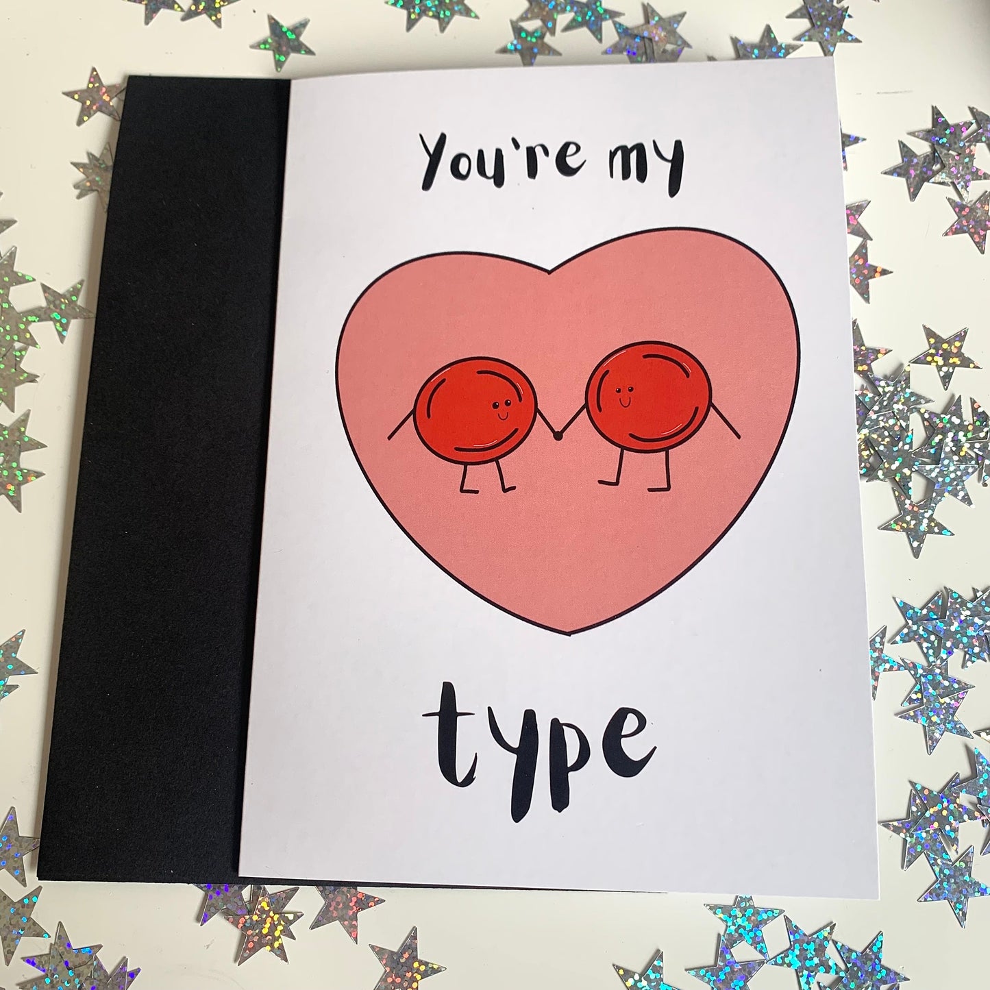 You're my type red blood cell anatomical biology science anniversary valentines card
