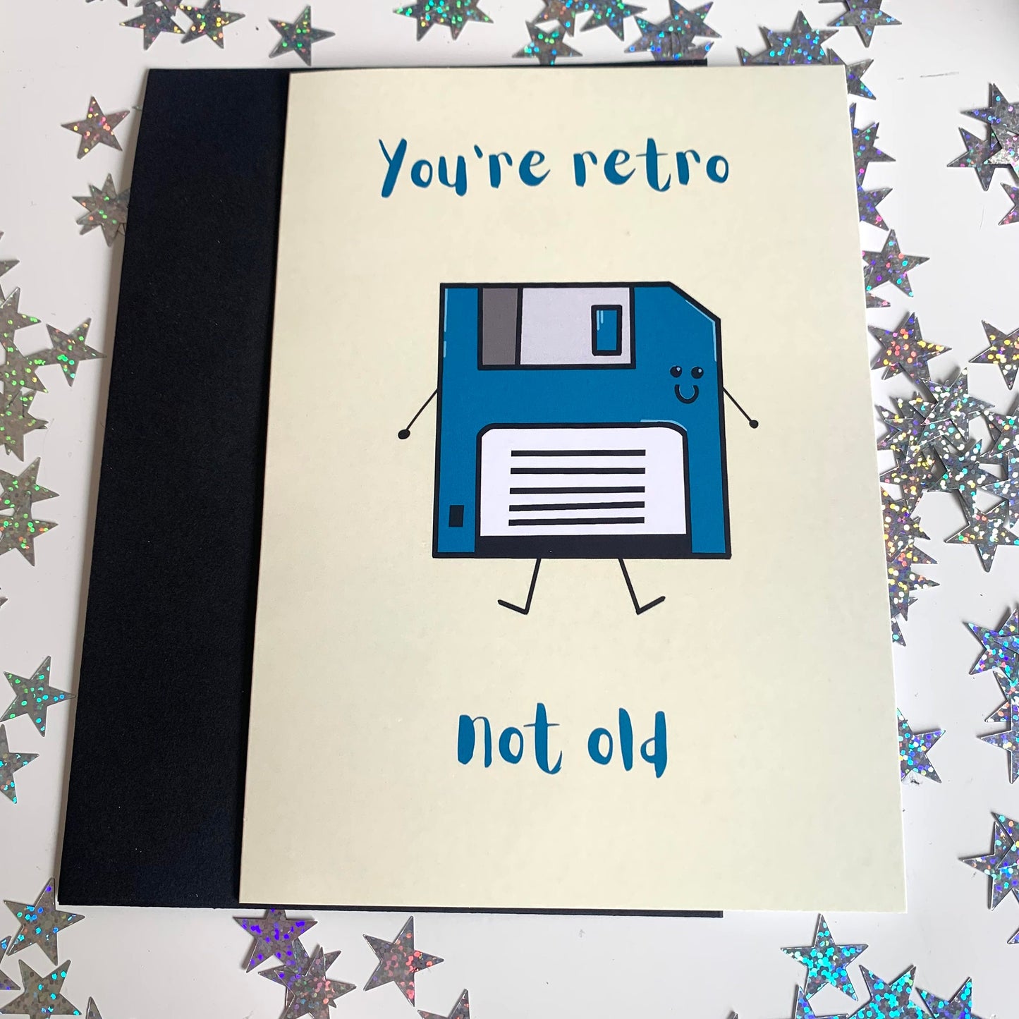 You're retro not old floppy disk computing tech stem science birthday retirement card