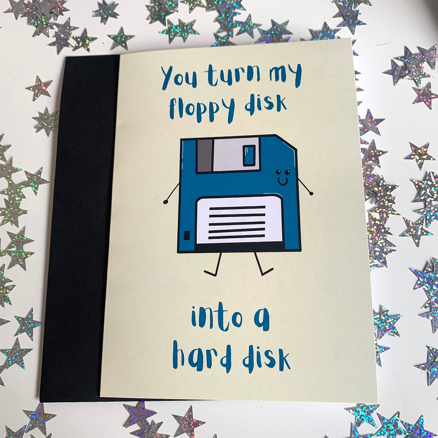 You turn my floppy disk into a hard disk dirty computing tech stem science anniversary valentines card