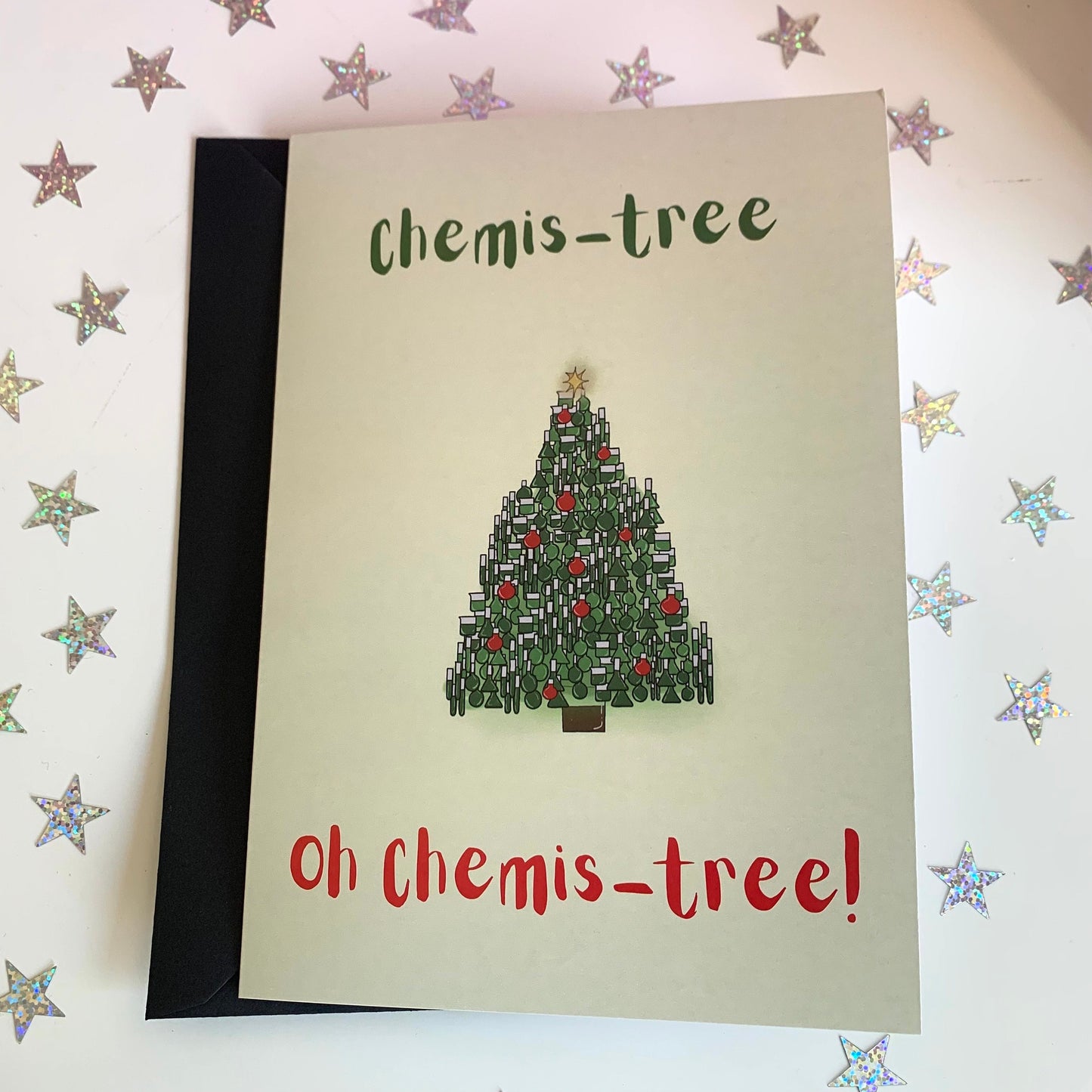 Chemis-tree chemistry cool quirky christmas science card