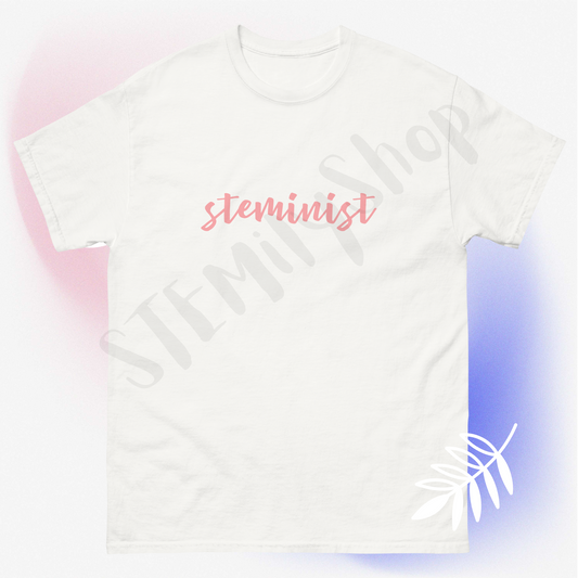 Cool women in stem science steminist tshirt in black, white or grey